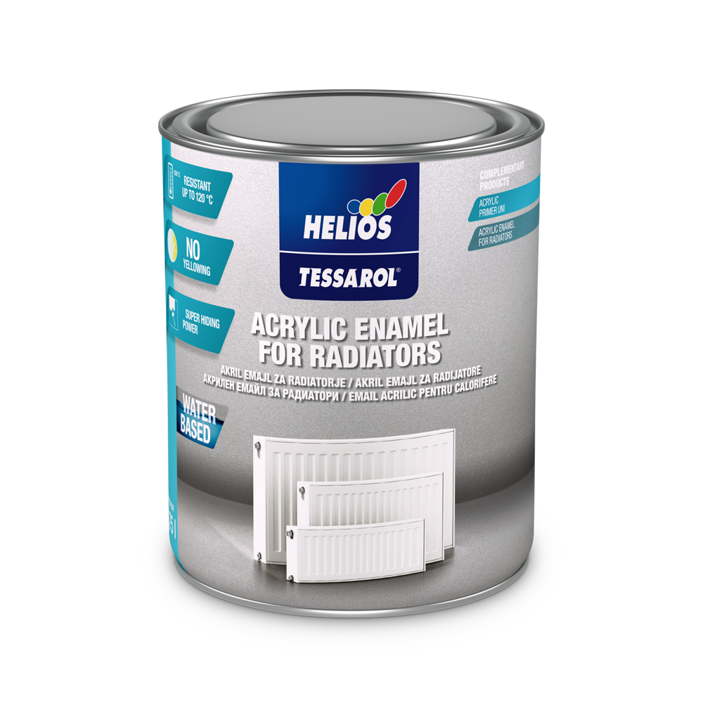 HELIOS TESSAROL akril emajl za radijatore sjajna bela boja 0,75 l.