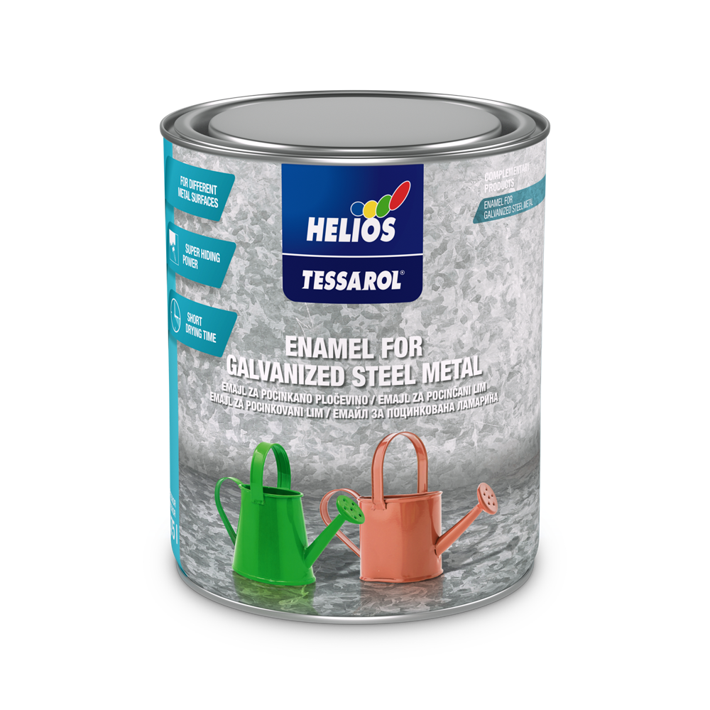 HELIOS TESSAROL emajl za pocinkovani lim svilenkast sjaj za zaštitu i dekoraciju pocinkovanog lima, bela i RAL nijanse.
