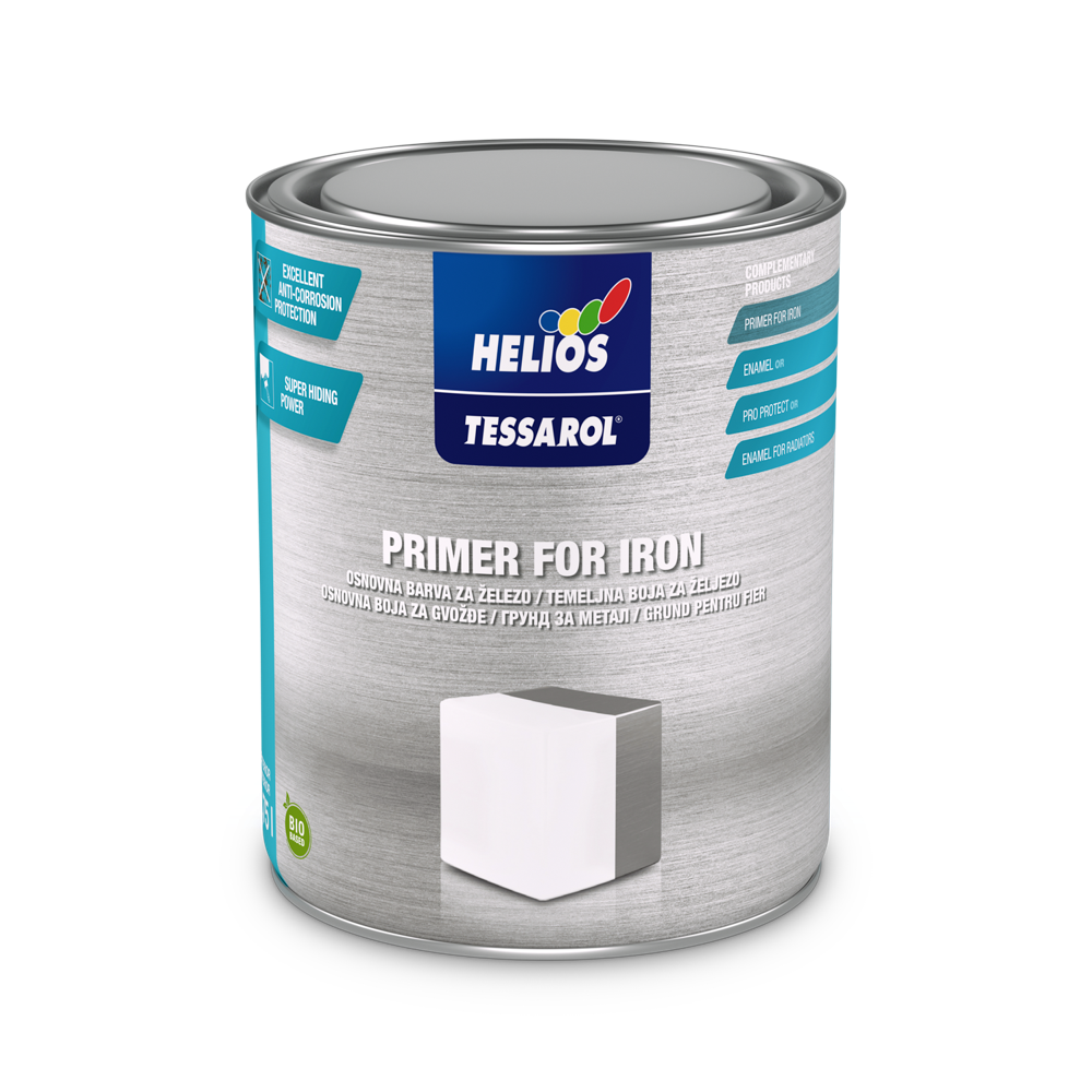 TESSAROL osnovna boja za gvožđe je antikorozivni osnovni premaz za zaštitu gvozdenih i čeličnih površina, dostupan u nijansama bela, siva i oksidno crvena.